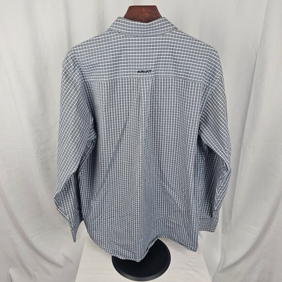 Ariat Pro Series Button Shirt L Blue Gray Plaid Western Mesh Vented NWOT - Picture 5 of 5